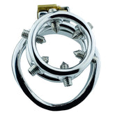 BDStyle Rivet Screw Double Ring Mens Chastity Lock Cage With Bent Ring